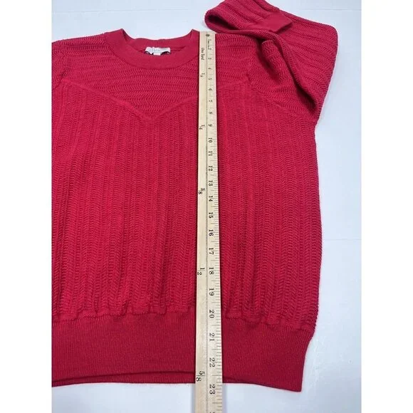 Joie Womens Sweater Large Pink Crew Neck Balloon Sleeve 100% Cotton - Picture 9 of 10